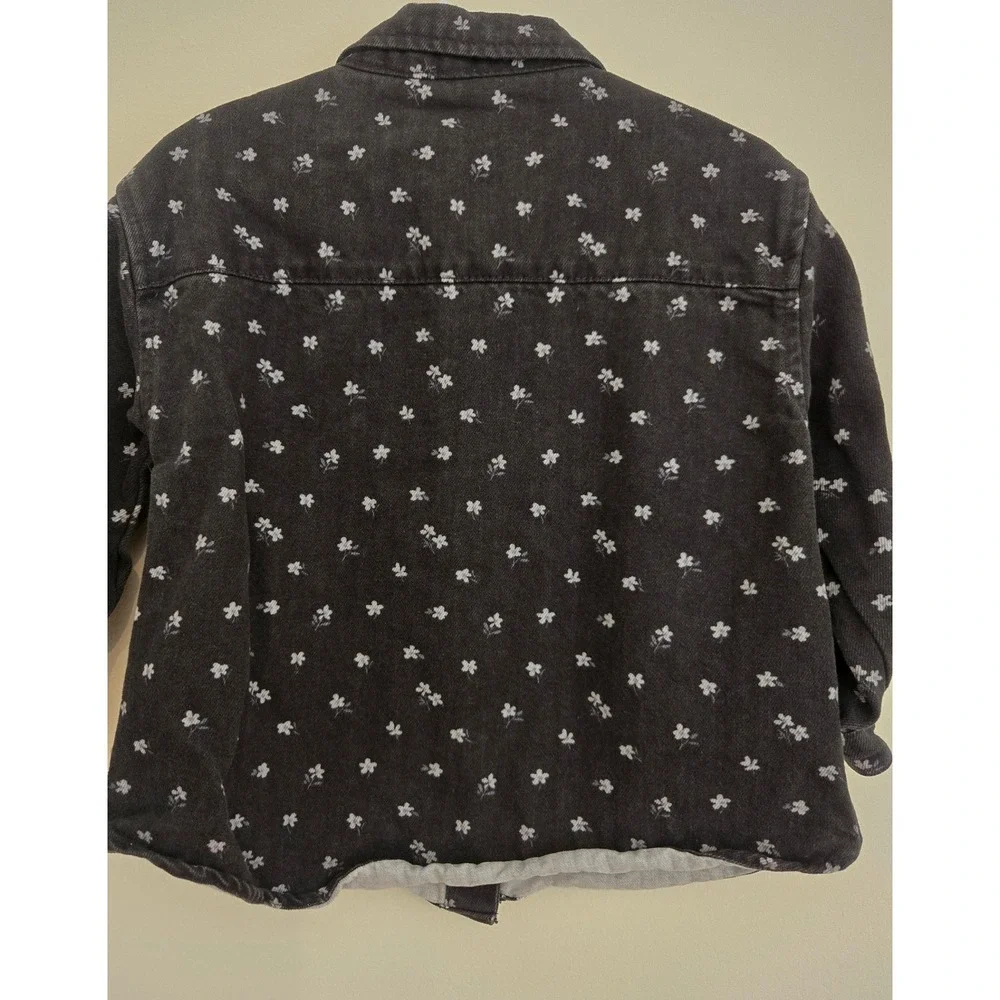 Zara Kids Floral‎ Button Down Shirt Dark Grey Long Sleeve Size 3-4 Years 104cm